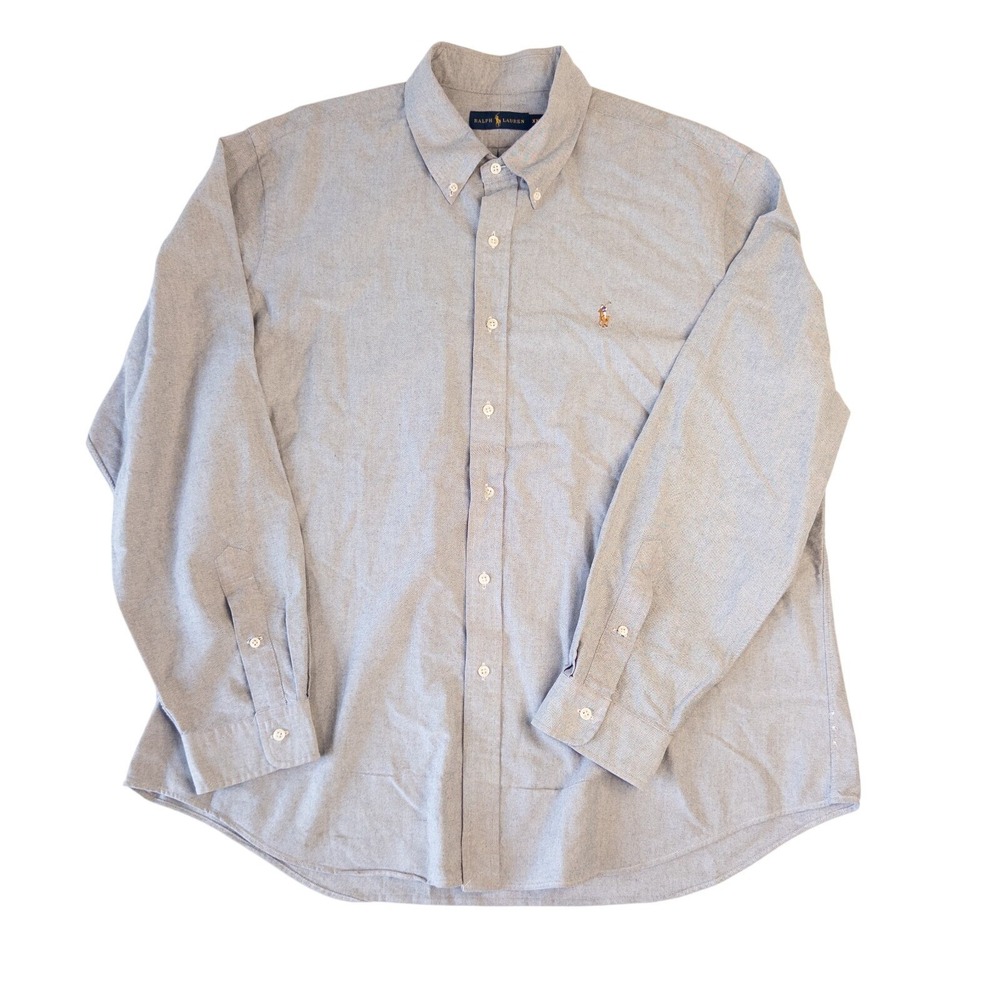 Polo Ralph Lauren Men Blake Shirt XXL Grey Oxford Cotton‎ Button Down Flesh Pony